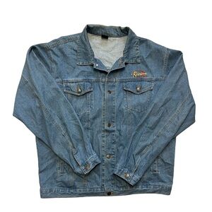 Vtg Riviera Hotel & Casino Mens Blues Trucker Denim Jacket Las Vegas Sz L